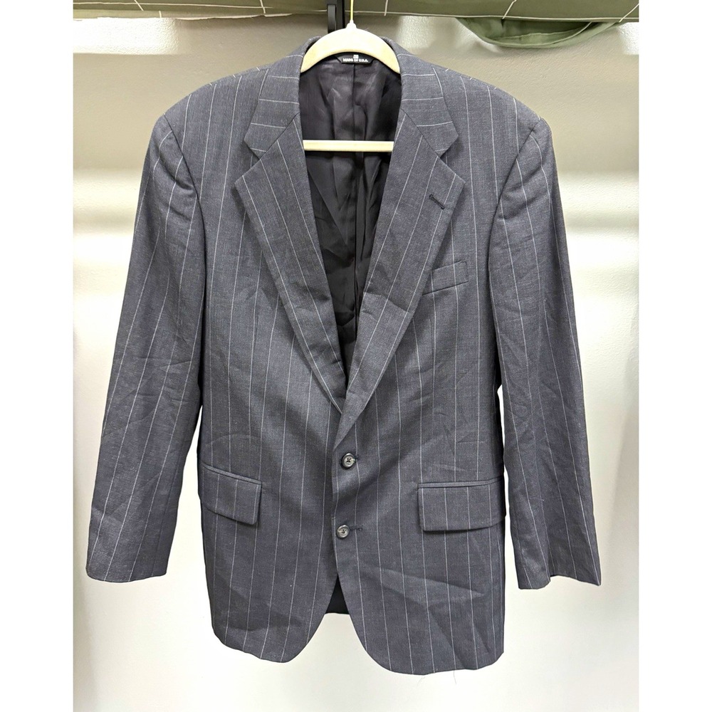 Polo University Club Ralph Lauren Worsted Wool Pinstripe Suit Mens 44R 38x31